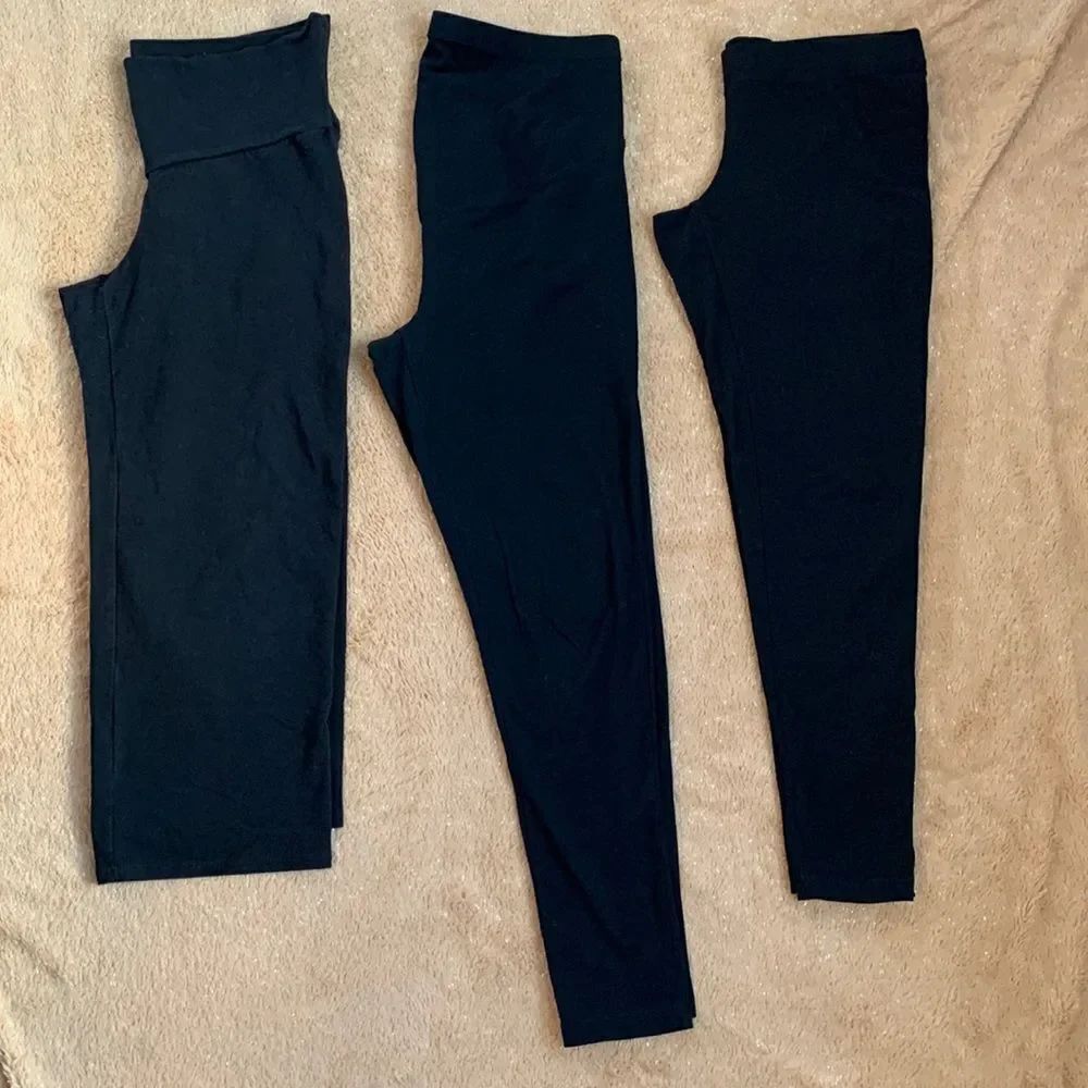 Old Navy Maternity Cotton Yoga Pants Leggings Set of 3 S Black